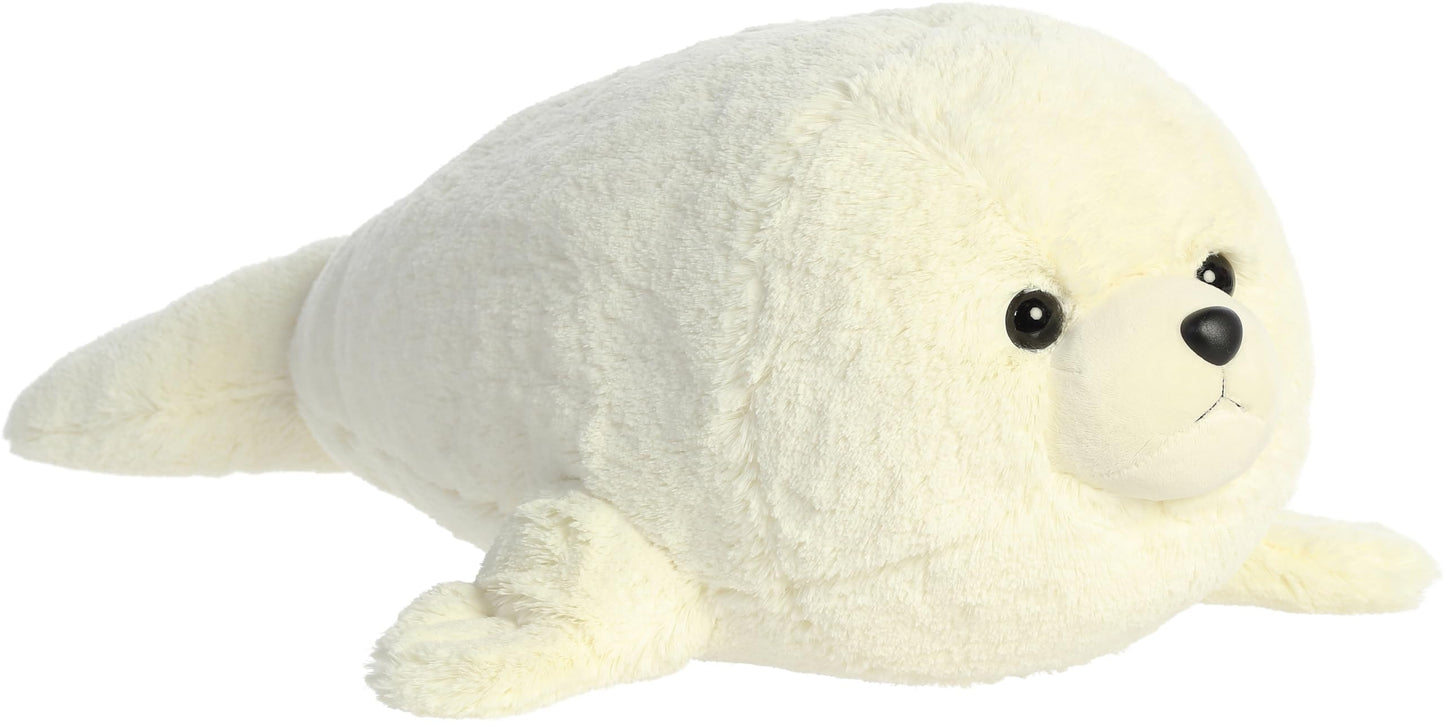 Aurora® Adorable Super Flopsie™ Baby Harp Seal Stuffed Animal - Playful Ease - Timeless Companions - White 30 Inches