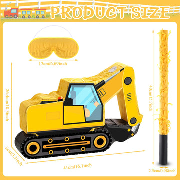 Construction Dump Truck Piata Construction Piata with Blindfold and Bat Construction Party Supplies Tractor Excavator Piata for