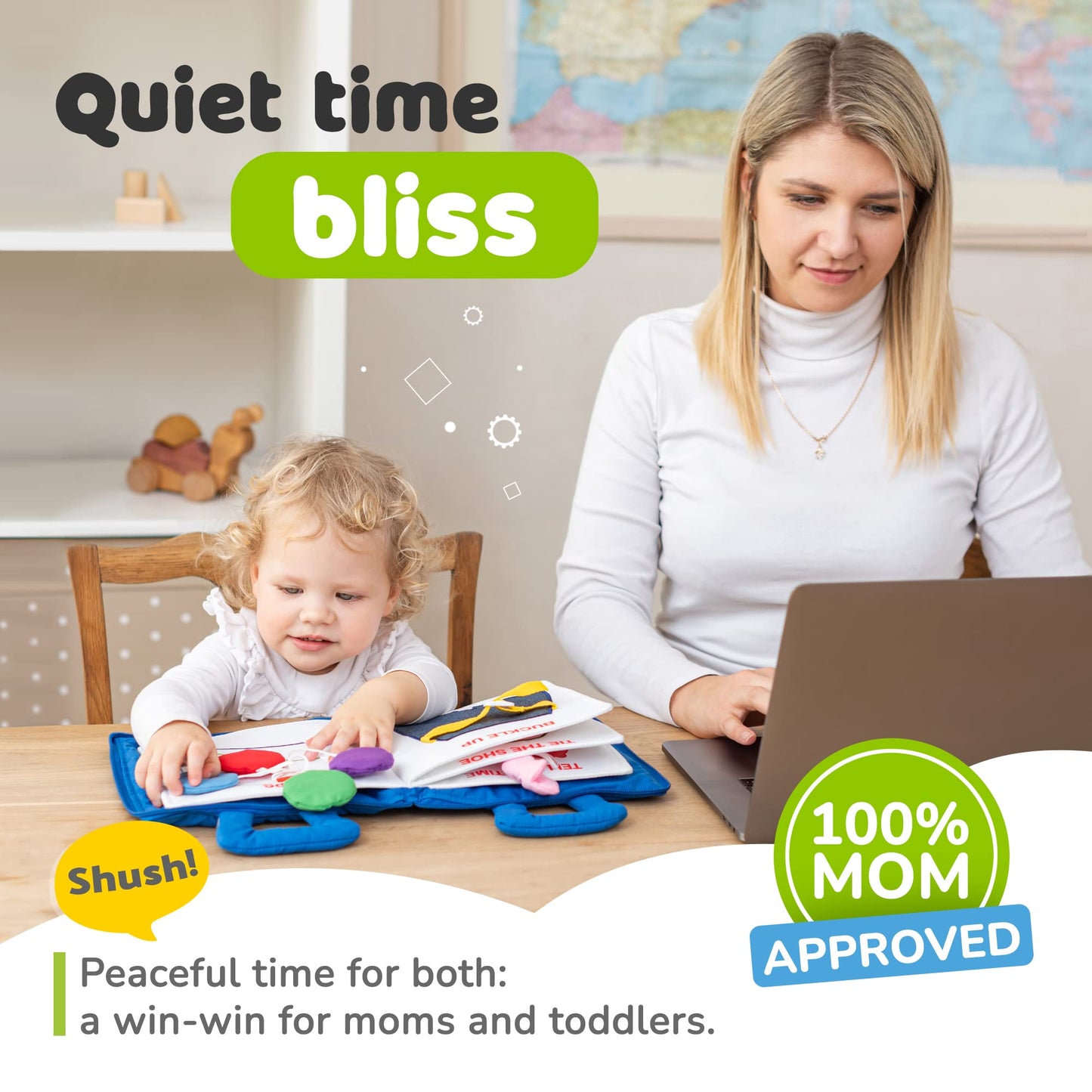 Democa Busy Book For Toddlers 1-3, Quiet Book Montessori Toy For 1 Year Old With Learning Activities, Travel Toy With 9 Educatio