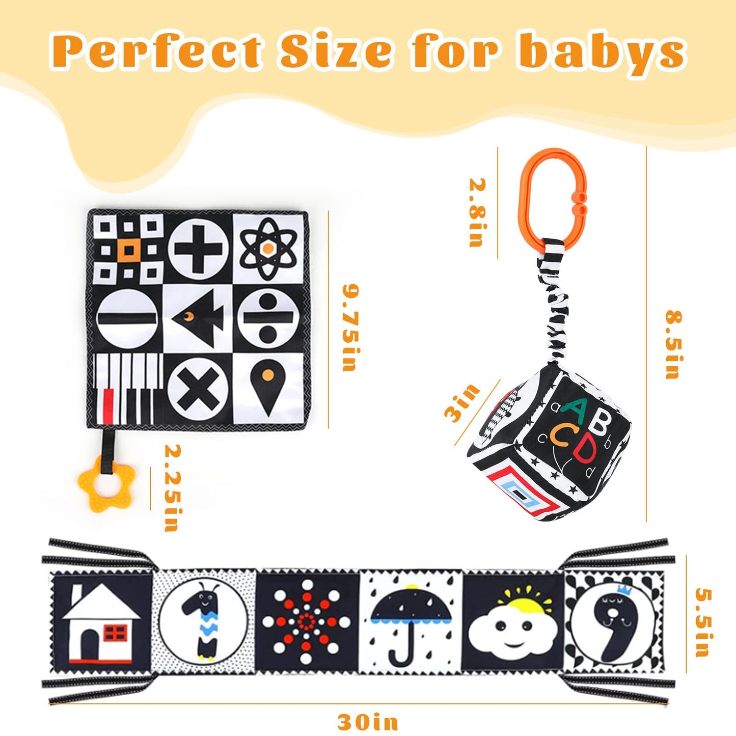 Ajsupojouet 3 Pcs High Contrast Baby Toys For Newborn Toys