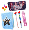 Neel 9 Pcs Bts Team School Stationery Set For Kids 1Pcs Bts Fur Diary Fur Notebook, 1 Bts Pencil Case Pencil Pouch, 1 Water Pen,