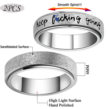 Amorartsky Anxiety Ring For Women Spinner Ring Fidget Ring For Men Keep Going Ring Initial Mood Ring Spinning Ring Anxiety Ring