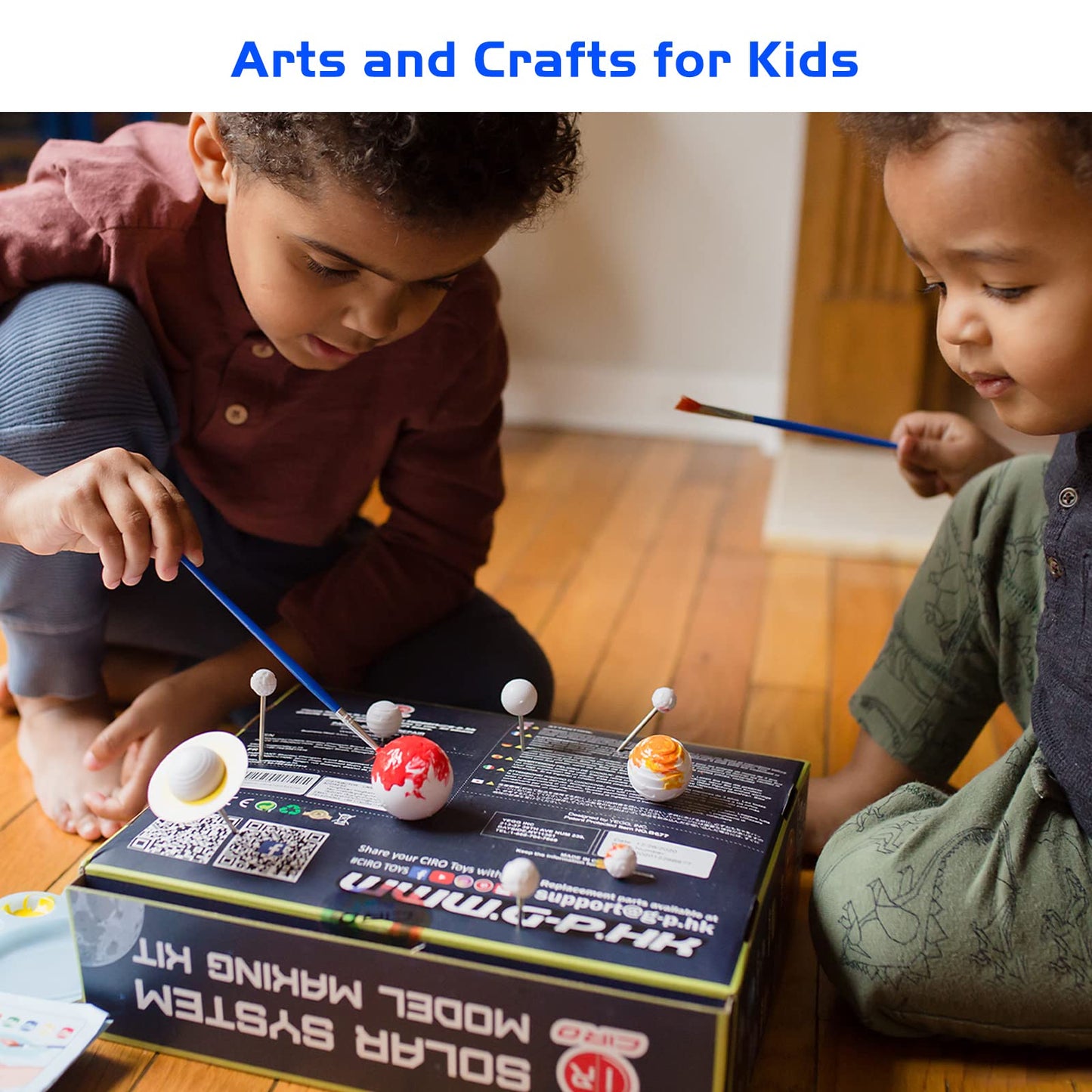 Gptoys 3 In 1 Build And Paint Solar System For Kids, Arts And Crafts Science Kits For Kids Age 4-6-8-12, Glow In The Dark Movable 3D Planets In Orbits, Cool 12' Stem Toys With Galaxy Star Stickers