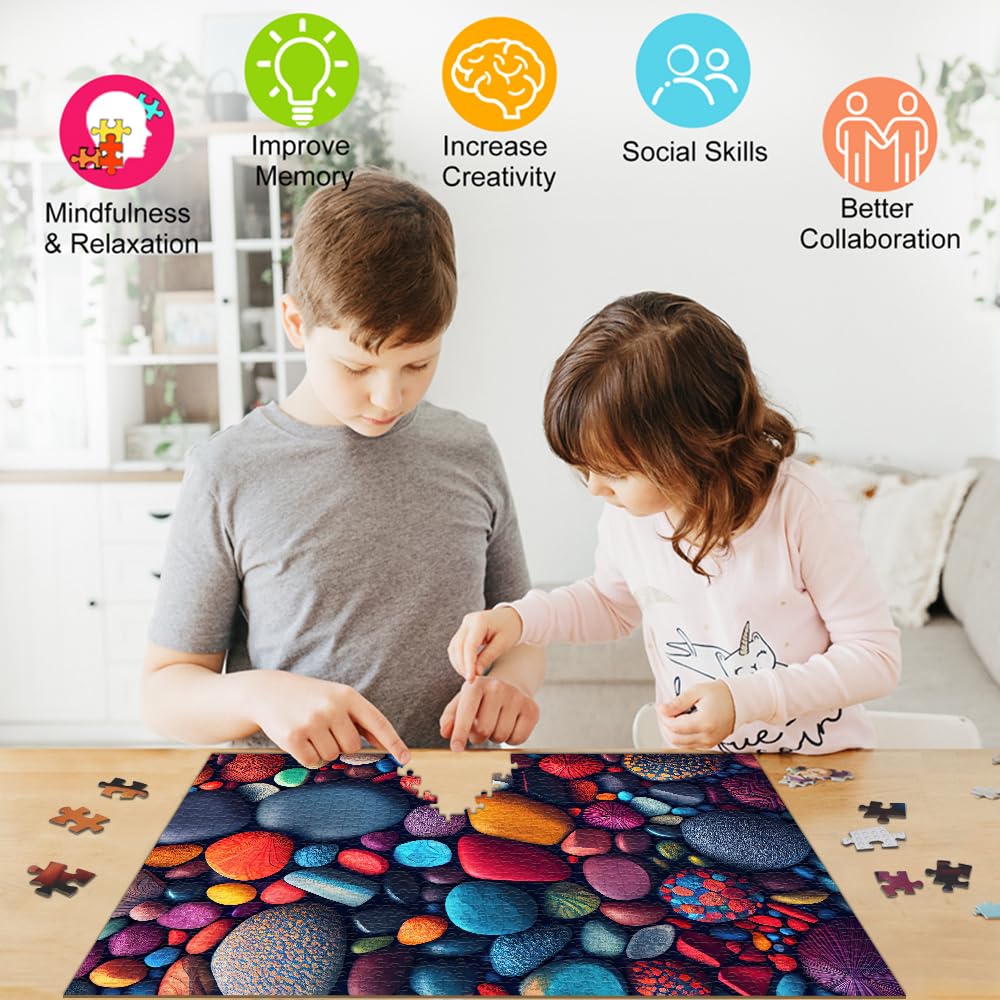 Huadada Jigsaw Puzzles For Adults 1000 Piece Jigsaw Puzzles For Adults Challenging Game Puzzles With Letters On Back(Colorful St