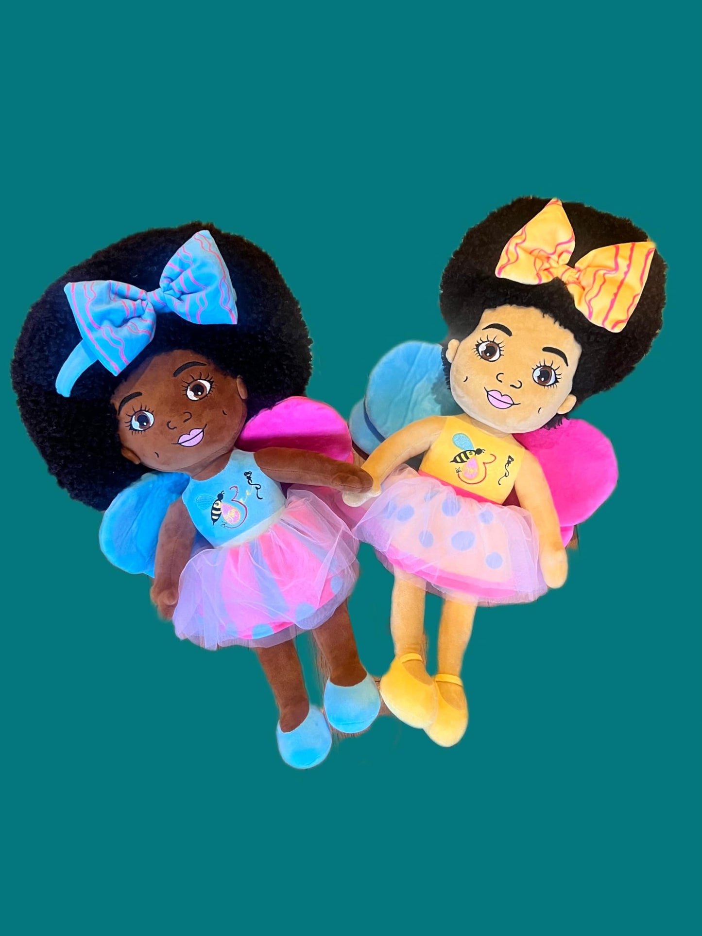 Orijin Bees Cuddle Bees Plush Dolls - Luna, 24 Inches, Soft, Durable, Ages 2+, Black Doll, Biracial Doll, First Doll, Cartoon Do