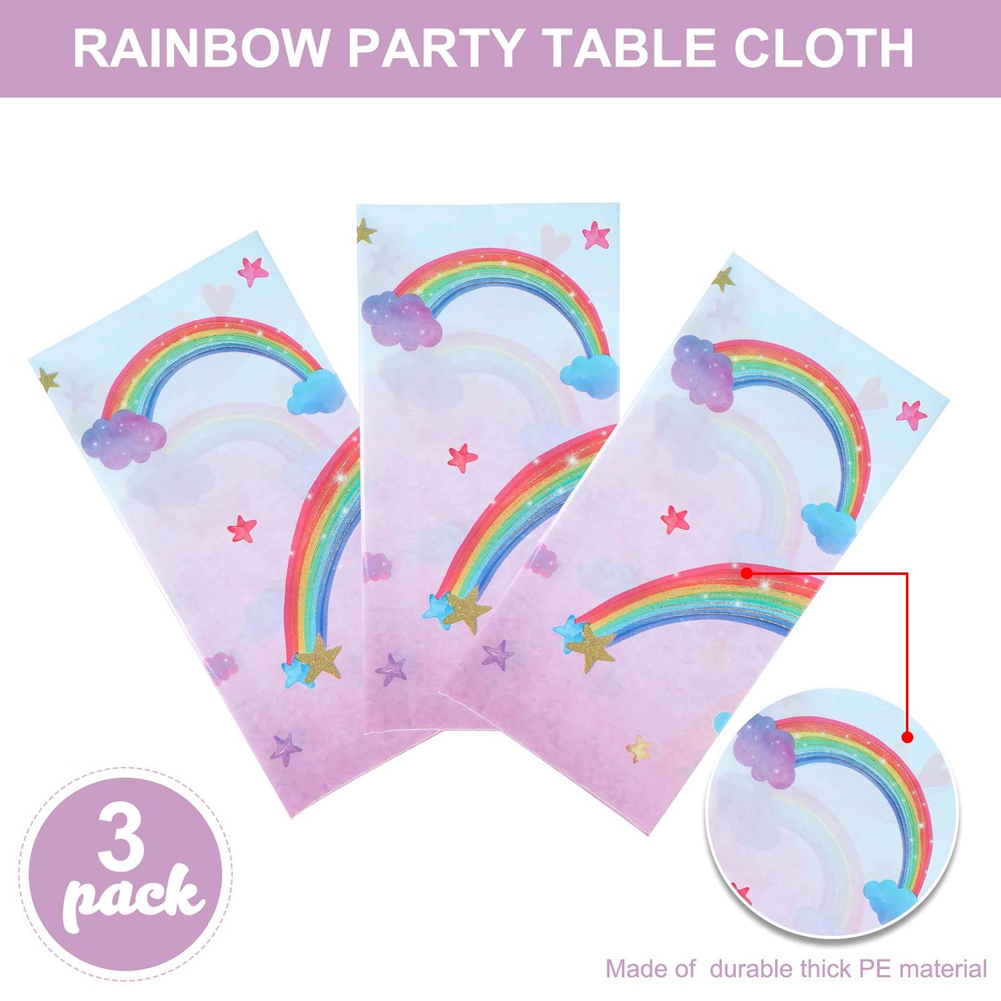 Rainbow Tablecloths Disposable Plastic Rainbow Waterproof Table Cover Rectangular Rainbow Clouds Fiesta Carnival Table Covers Fo