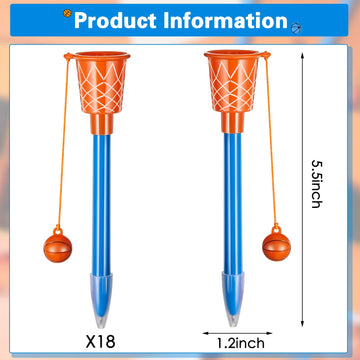 Zonon 18 Pieces Basketball Hoop Pens Bulk Basketball Party Favors Basketball Novelty Pens Basketball Stress Balls For Sports Par