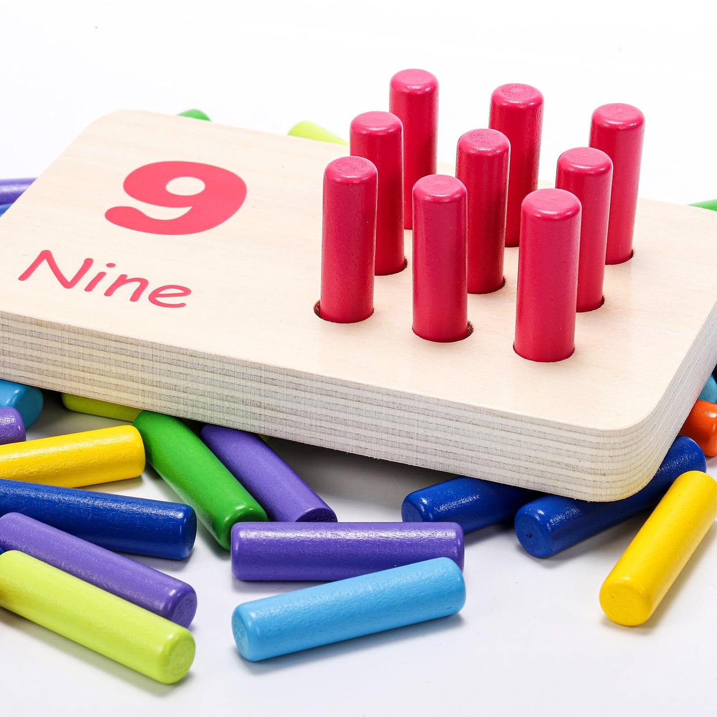 Suwimut Wooden Counting Peg Board, Math Manipulatives Number Counting Toys For Kindergarten Toddlers Learning Activities, Montessori Educational Toys For 3 4 5 Year Old Kids Boys Girls Gifts