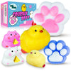 Squishy Pack,Squishy Fidget Toys Kit,Include Squishies(1 Big Cat Paws & Chick,1 Norma Chick & Cat Paws.2 Hamster),Squeeze Toy,Bi