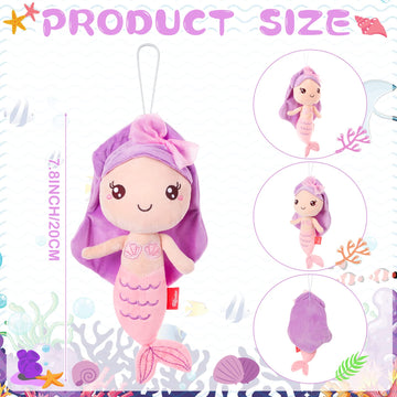 Civaner Mermaid Princess Plush Toys - 4 Pcs Stuffed Animals, Cute Red Ocean Dolls for Girls, Perfect Birthday Decorations