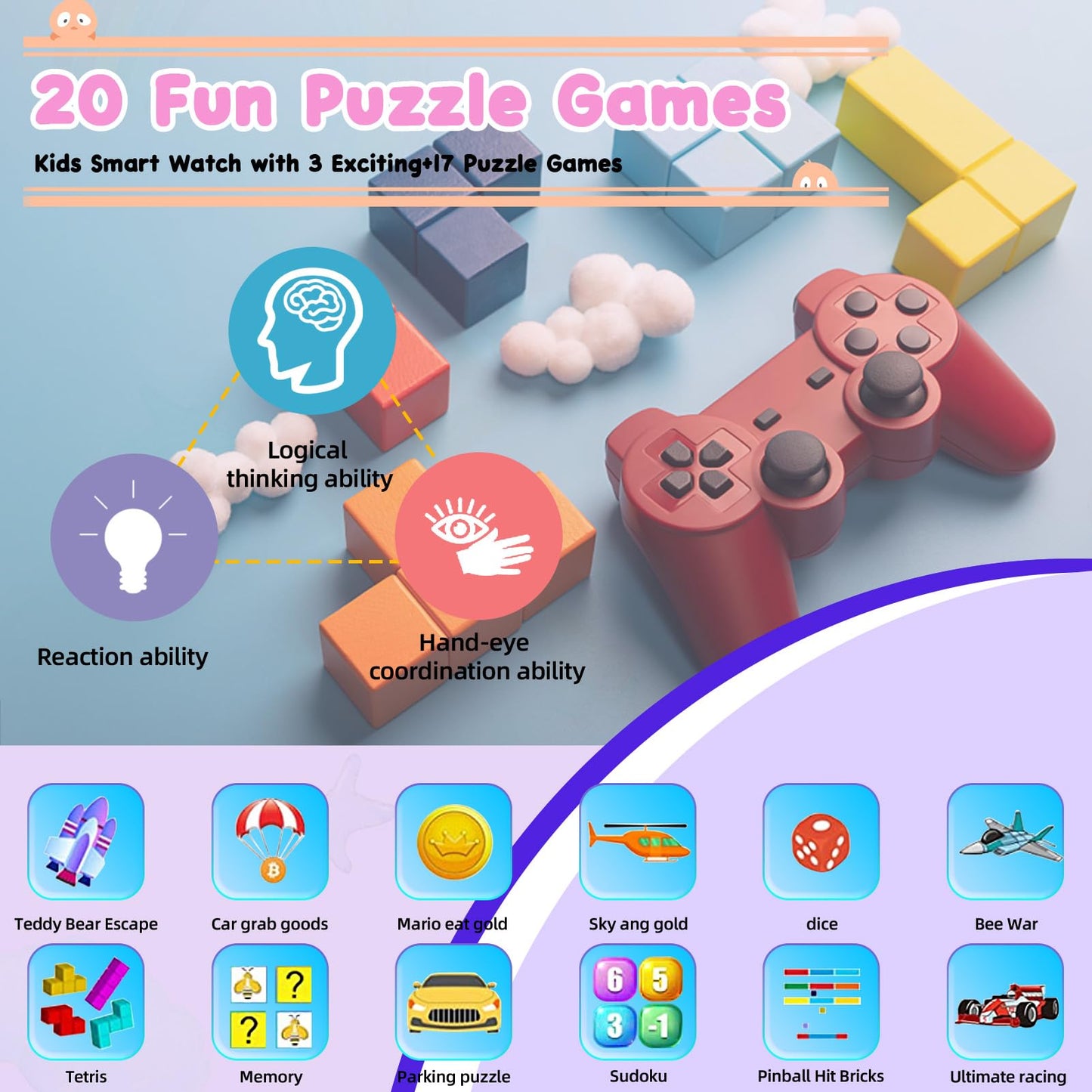 Kaktin Kids Watch Gifts For 3 4 5 6 7 8 9 Year Old Girls Boys,Toys For Girl Boys Age 4-9,Smart Watch For Kids With Touchscreen C