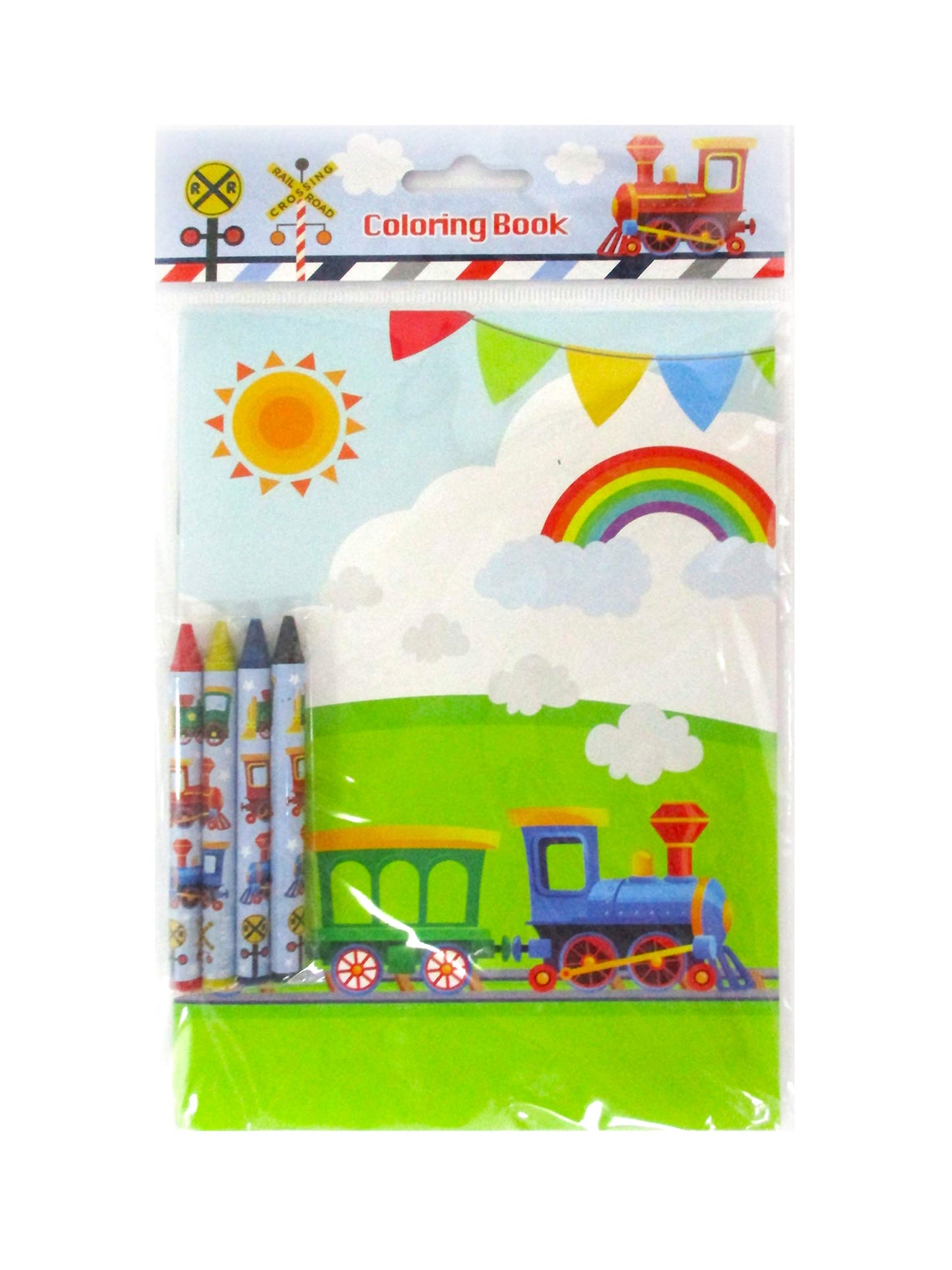 Tiny Mills Train Coloring Book Set with 12 Coloring Books and 48 Crayons Train Birthday Party Favor Bag Filler Rewards Classroom