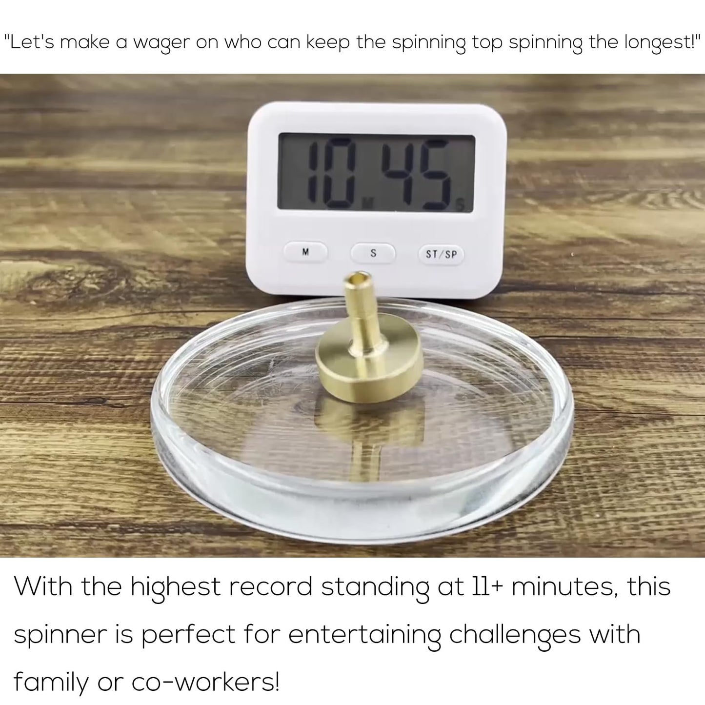 Djuiinostar Premium Brass Spinning Top: 5-11 Minutes, Lengthened Stem, Easy To Twirl For Kids And Adults, Cnc Machined, Great Time Killer, Edc Fidget Toy Dst-805