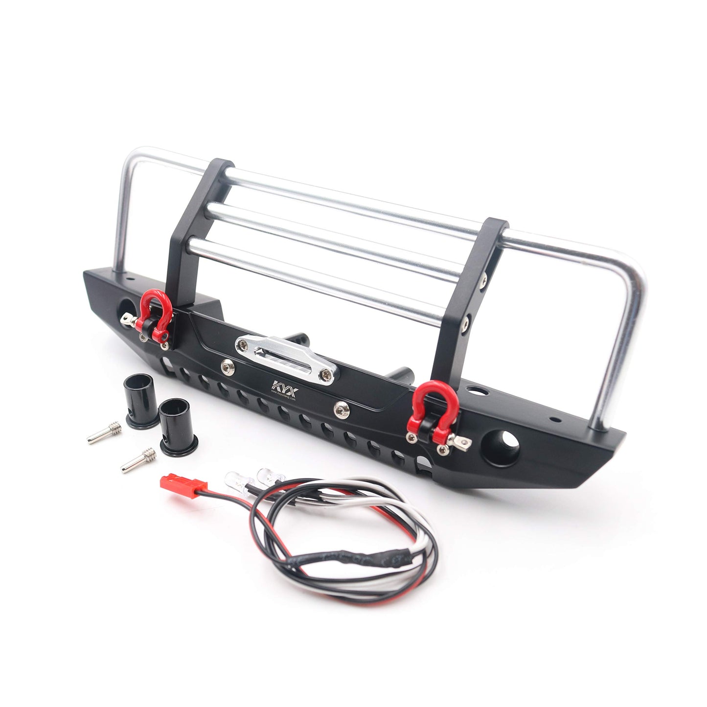 KYX Racing Alloy Front Bumper with LED Lights Upgrades Parts Accessories for RC Crawler Car Axial SCX10 II 90046 Traxxas TRX4 TR