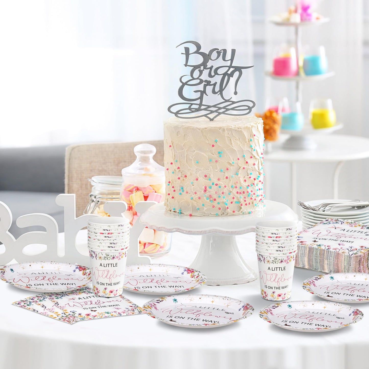 Hushee 200 Pcs Wildflower Baby Shower Paper Plates Napkins Cups Baby Shower Party Supplies Tableware Set A Little Wildflower Is