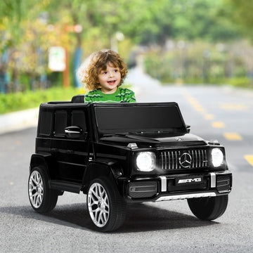 Infans Licensed Mercedes Benz G63 Kids Ride On Car, 12V Electric Vehicle With Remote Control, Double Open Doors, Music, Bluetooth, Wheels Suspension, Battery Powered For Children Boy Girl (Black)