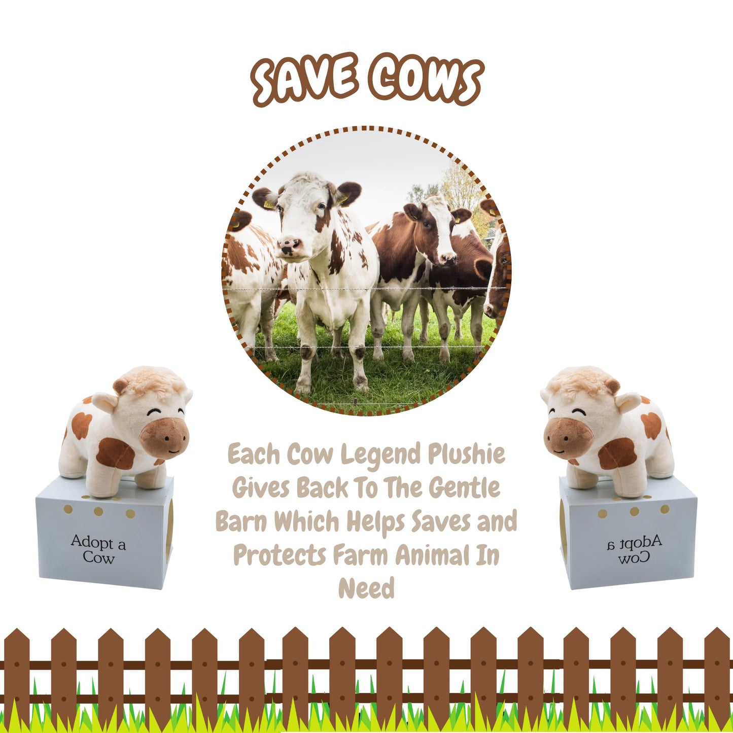 Follow Your Legend 7” Charlie The Cow Plushie - Brown Fluffy Stuffed Animal, Cow Gifts, Polyester Material