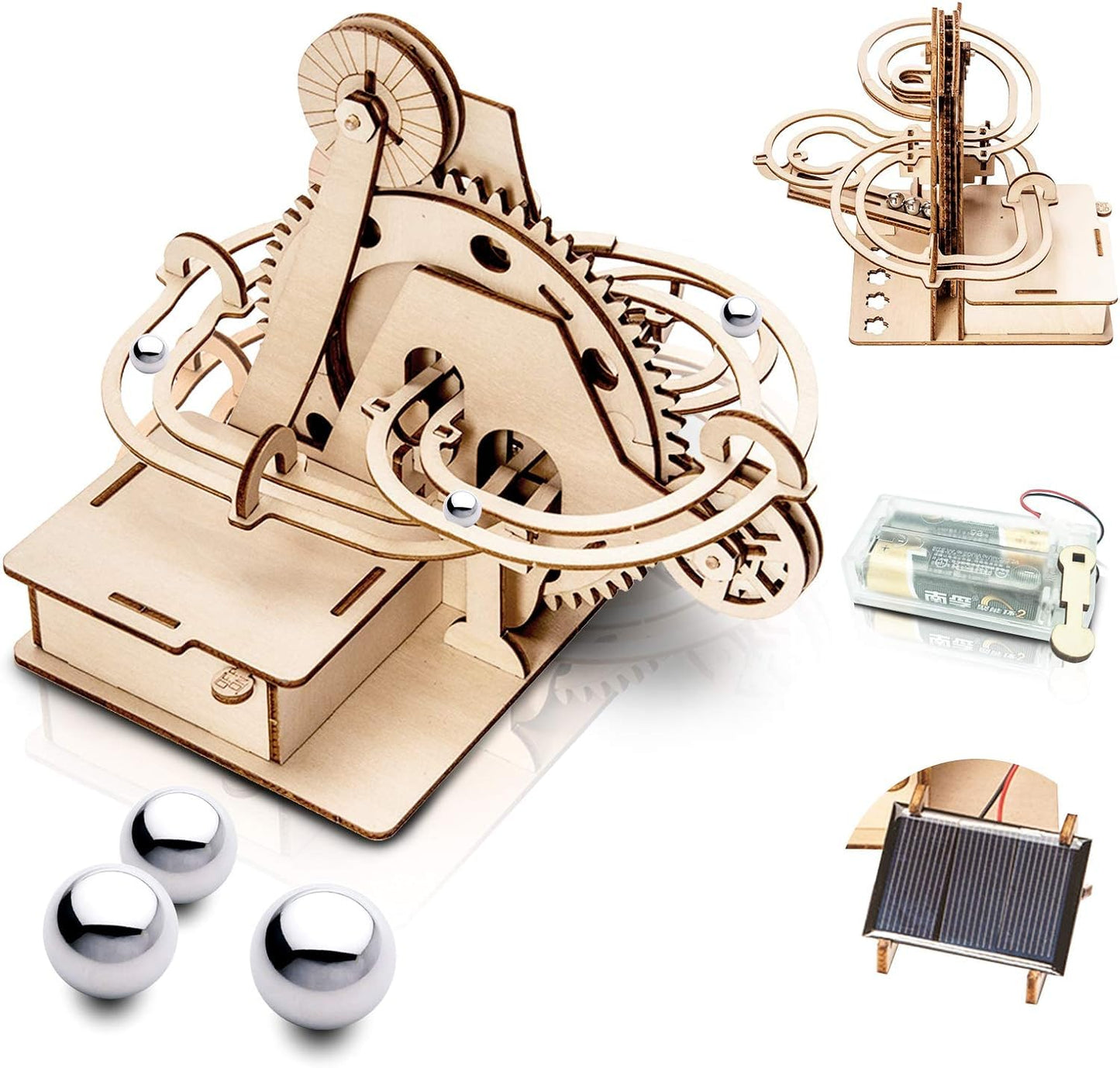 Marble Run 3D Wooden Puzzle For Adults And Teens,Diy Model Kit,Educational Jigsaw Puzzles Building Toys, Stem Projects Science Experiments Runs On Solar, Gift For Women/Kids Ages 8-10-12-14