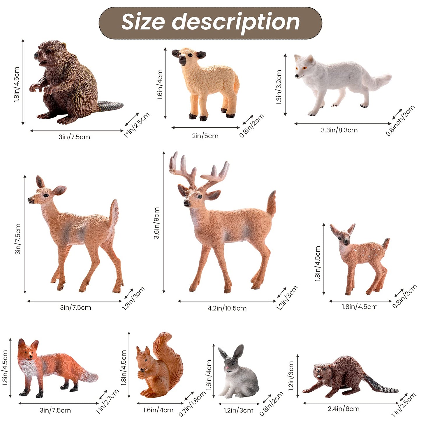 18 Pcs Forest Animals Figurines Woodland Animals Toys Model Trees Kit Miniature Plastic Toys Realistic Wild Forest For Cake Toppers Birthday Party Favor(Forest Animals)