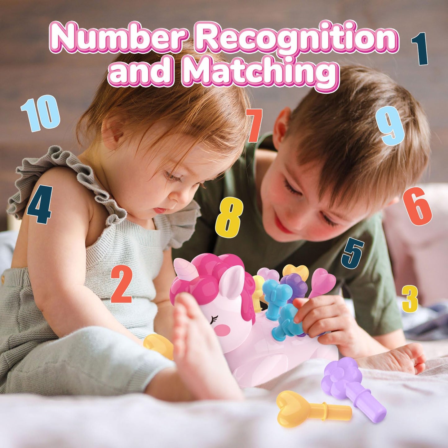 Montessori Toys For Toddlers,The Fine Motor Unicorn Pink 14 Pcs, Learning Toys Ages 18+ Months Fine Motor And Sensory Toy, Educa