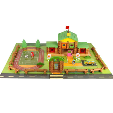 Wondertoys 269 Pieces Real Wood Logs Set Ages 3+, Classic Building Log Gift Set For Boys/Girls– Creative Construction Engineering - Top Blocks Game Kit - Preschool Education Toy