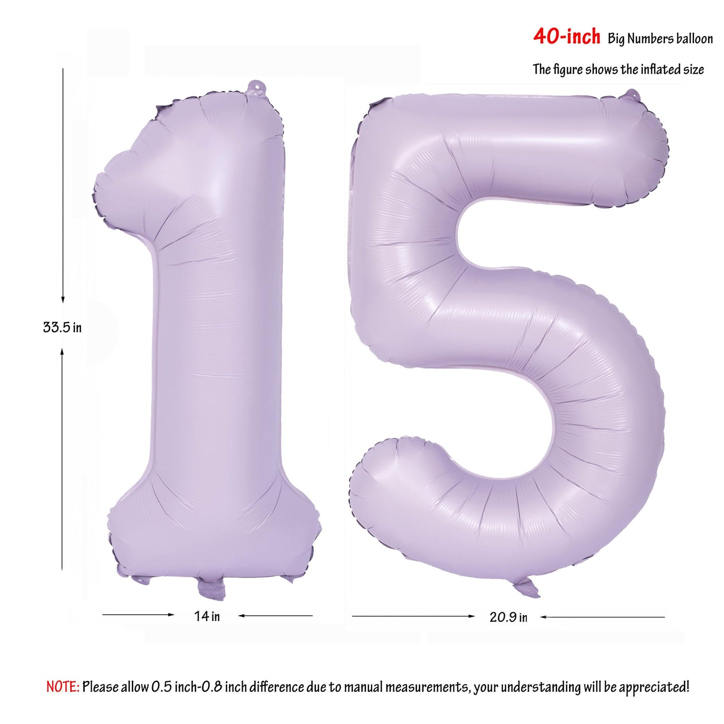 40 In Matte Purple Number Balloons Helium Foil Mylar Balloon Birthday Party Banquet Decoration Digital 15