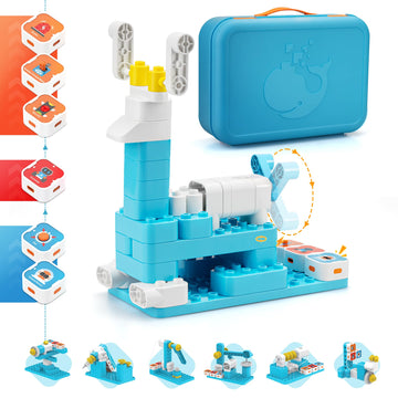 Whalesbot A3 Coding Robot For Kids, Multiple Sensors Coding Block Stem Building Set, 12 In 1 Story Based Tutorial, Stem Toys For