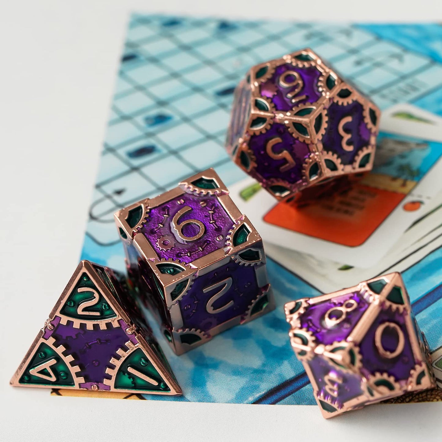 UDIXI Metal Dice Set D&D, 7PCS Metal DND Dice Steampunk Gear Dice for Dungeons and Dragons Role Playing Games and Other Tabletop