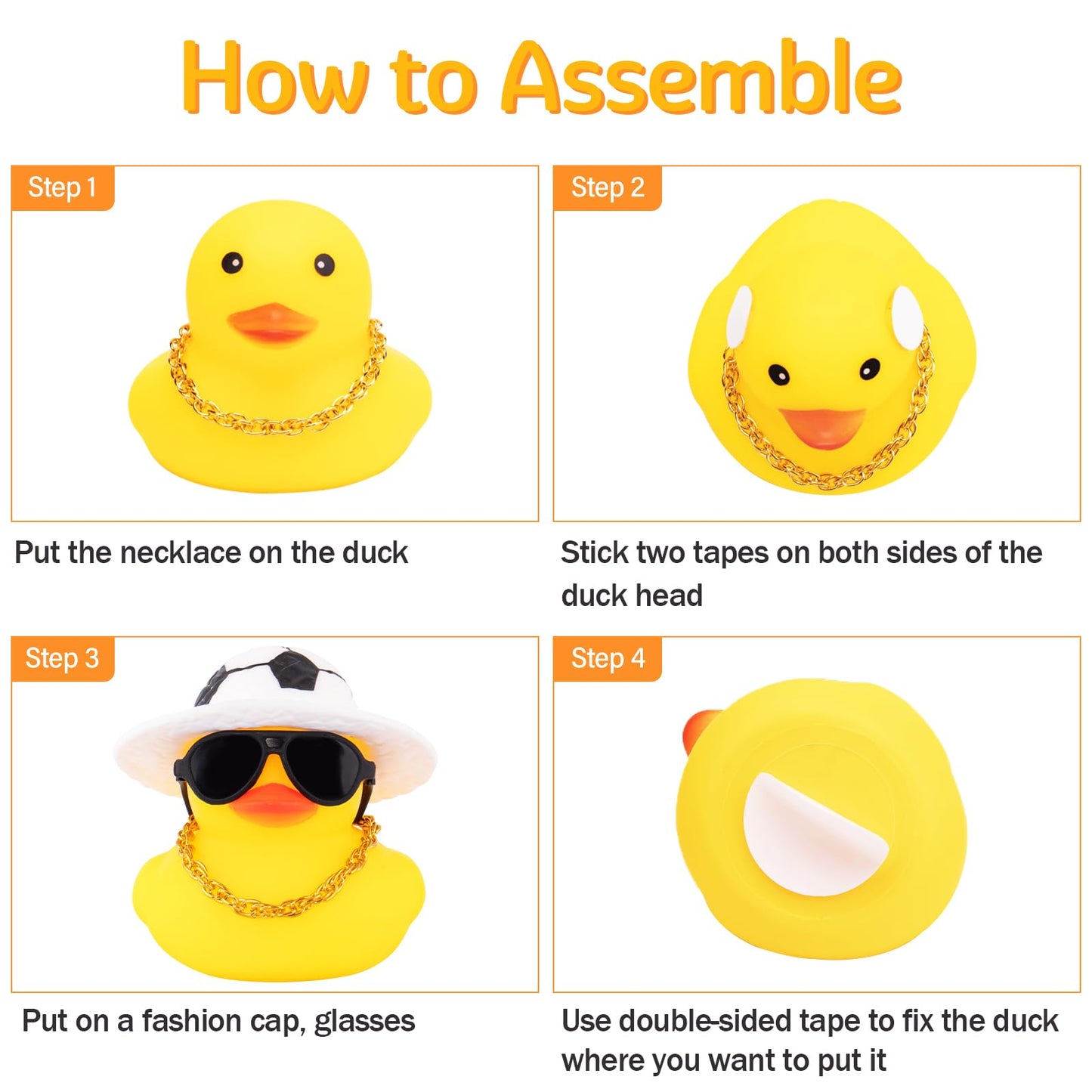 Wonuu Rubber Duck Car Ornaments - Duck Car Dashboard Decorations With Soccer Court Hat Necklace And Sunglasses