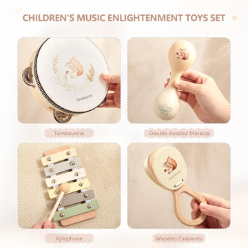 Toddler Musical Instruments | Baby Musical Toys Wooden Toys Educational Toys for Toddlers | Neutral Color Musical Instruments Se