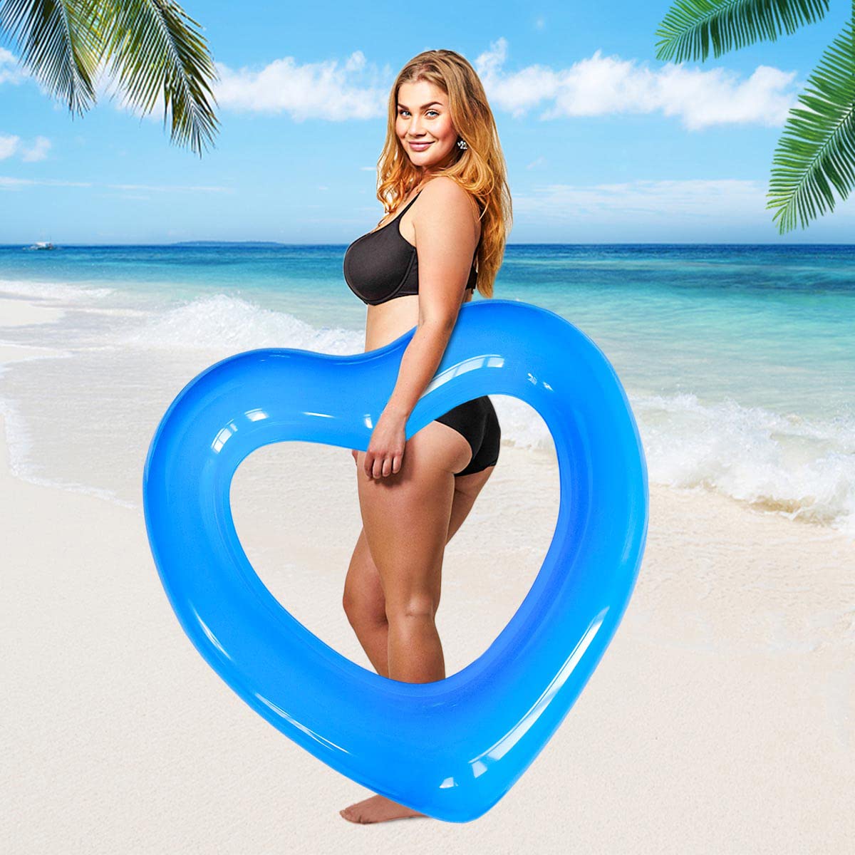 mature-themed Heart Float mature-themed Heart Pool Floats Water Fun Beach Party Toys for Aults Birthday Scene Layout Props.(47 in Blue)