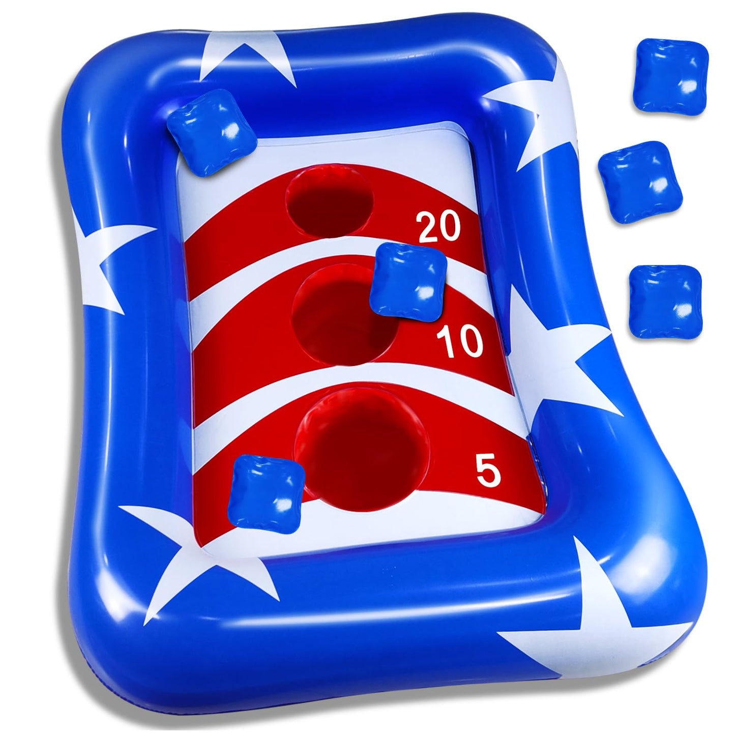 36' Inflatable Pool Cornhole Set Toss Games, American Flag Ring Toss Pool Toys For Kids Adults Outdoor Beach Game Float Cornhole Board Pool Party Summer Water Beach Toys