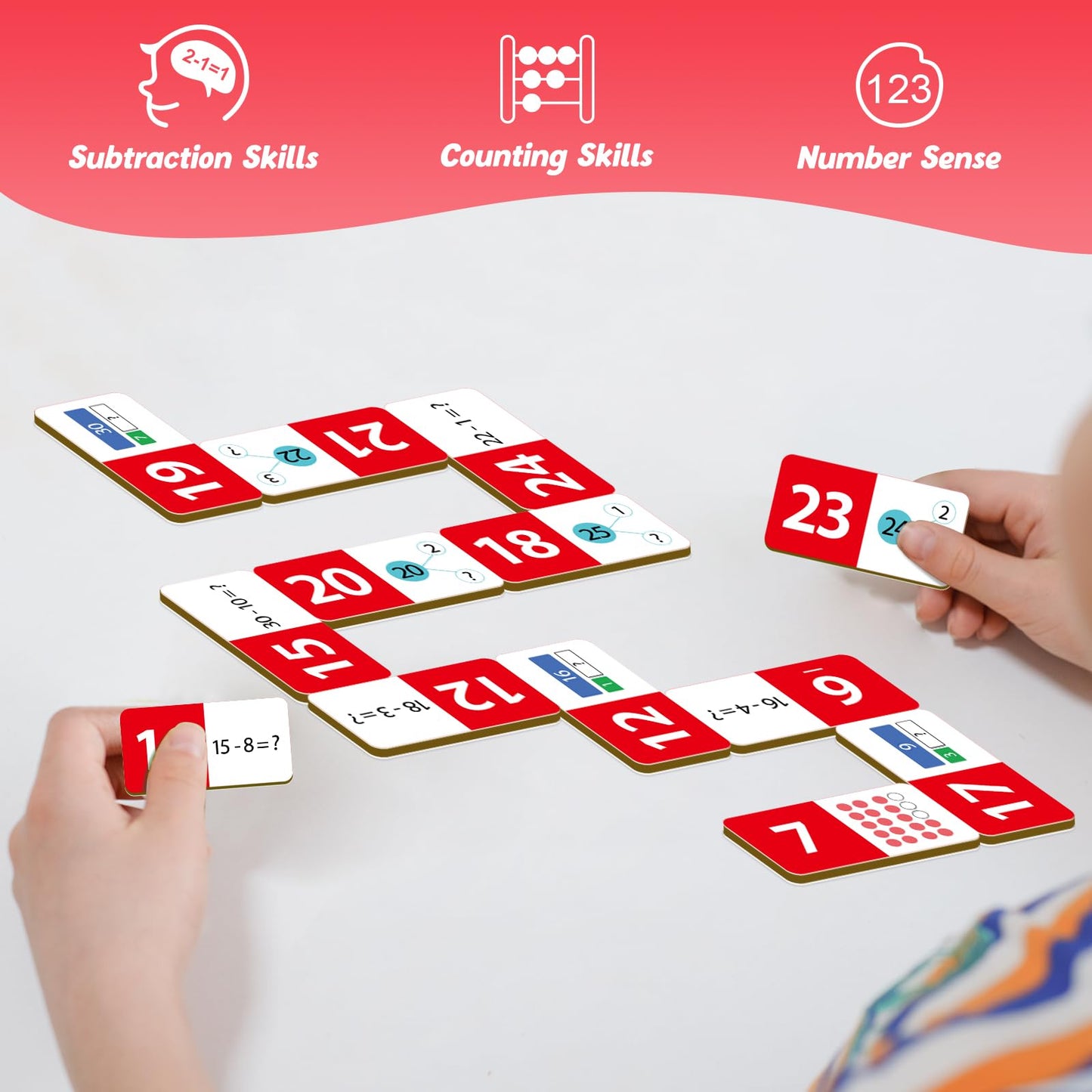 Kasfalci Subtraction Dominoes Set,Math Manipulatives Games For Kids,Counting Toys,Learning Games,Preschool Learning Activities,H