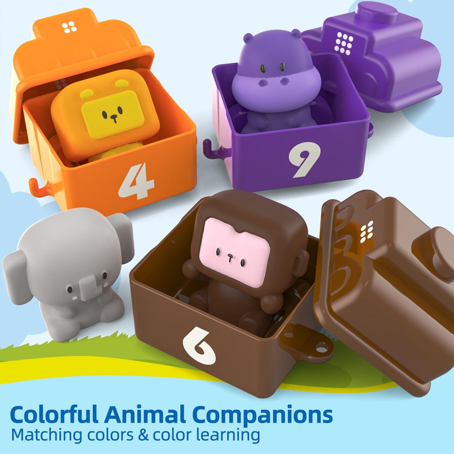 Learning Toy For Toddlers 2-4Years Old, Counting, Matching & Sorting Montessori Farm Train Toys Including 9 Animals And 1 Trainman Soft Rubber Car Toy Christmas Birthday Gift For Baby Boys Girls
