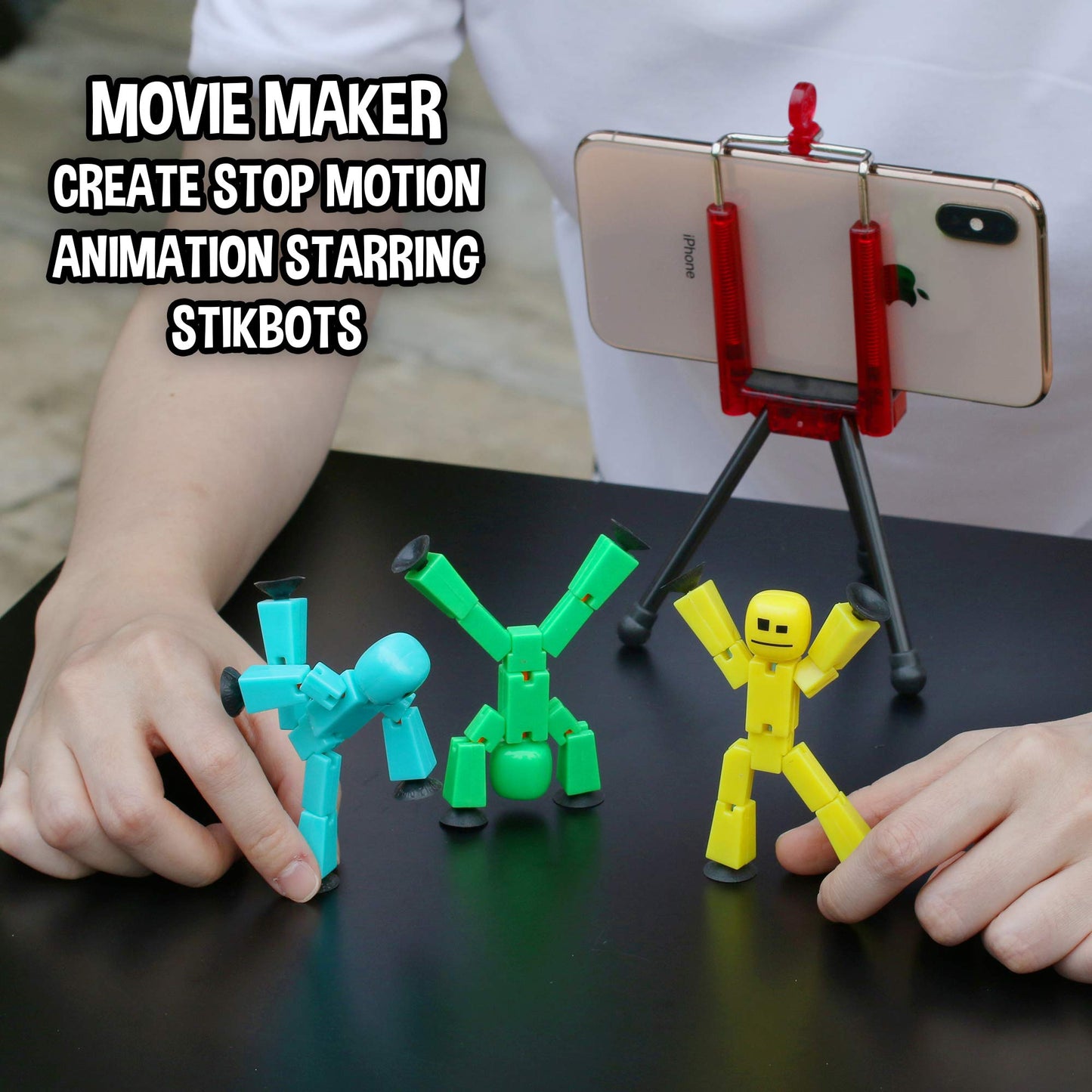 Zing Stikbot 8 Solid Pink/Yellow/Light Blue/Green/Dark Blue/Purple/Orange/Red Color And Red Tripod (Tst888Sctp)