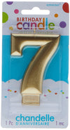Amscan #7 Metallic Birthday Candle | Gold | Party Supply | 1 piece