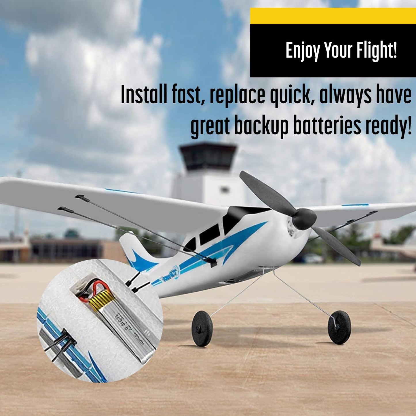 Top Race RC Airplane Spare Battery Pack, Compatible with TR-C285 and TR-C285G Models, Set of 2 - Enhance Your Flight Time - Reli