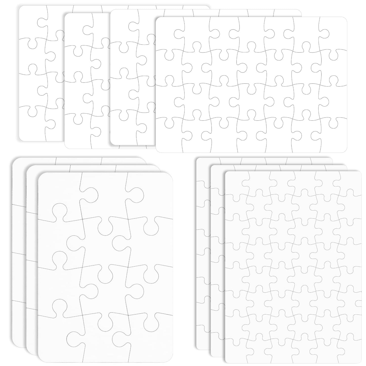 Sumind 10 Sets Blank Sublimation Puzzle Jigsaw Rectangle Heart Shaped White Diy Custom Puzzle Heat Press Thermal Transfer Pearl(A5-28/12/48 Rectangle)