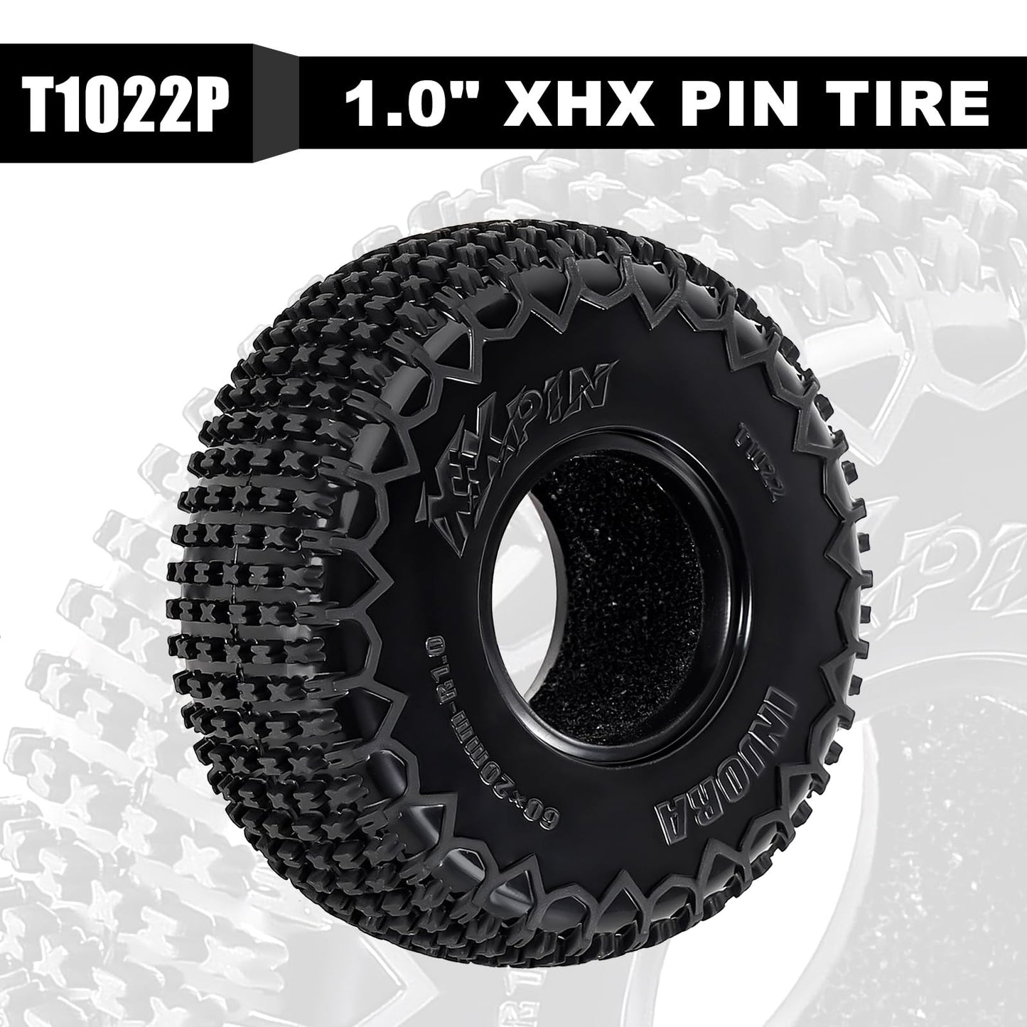 INJORA 1.0 Tires - S5 60 * 20mm XHX Pin Tire for SCX24 FCX24 1/18 1/24 RC Crawler Upgrade