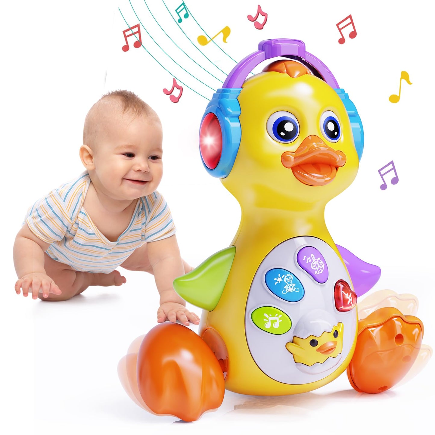 Wanonoo Dancing Duck Baby Toys 6-12 Months Developmental, Musical Crawling Infant Tummy Time 3 4 5 6 7 8 9 10 11 12 18 Month Boy