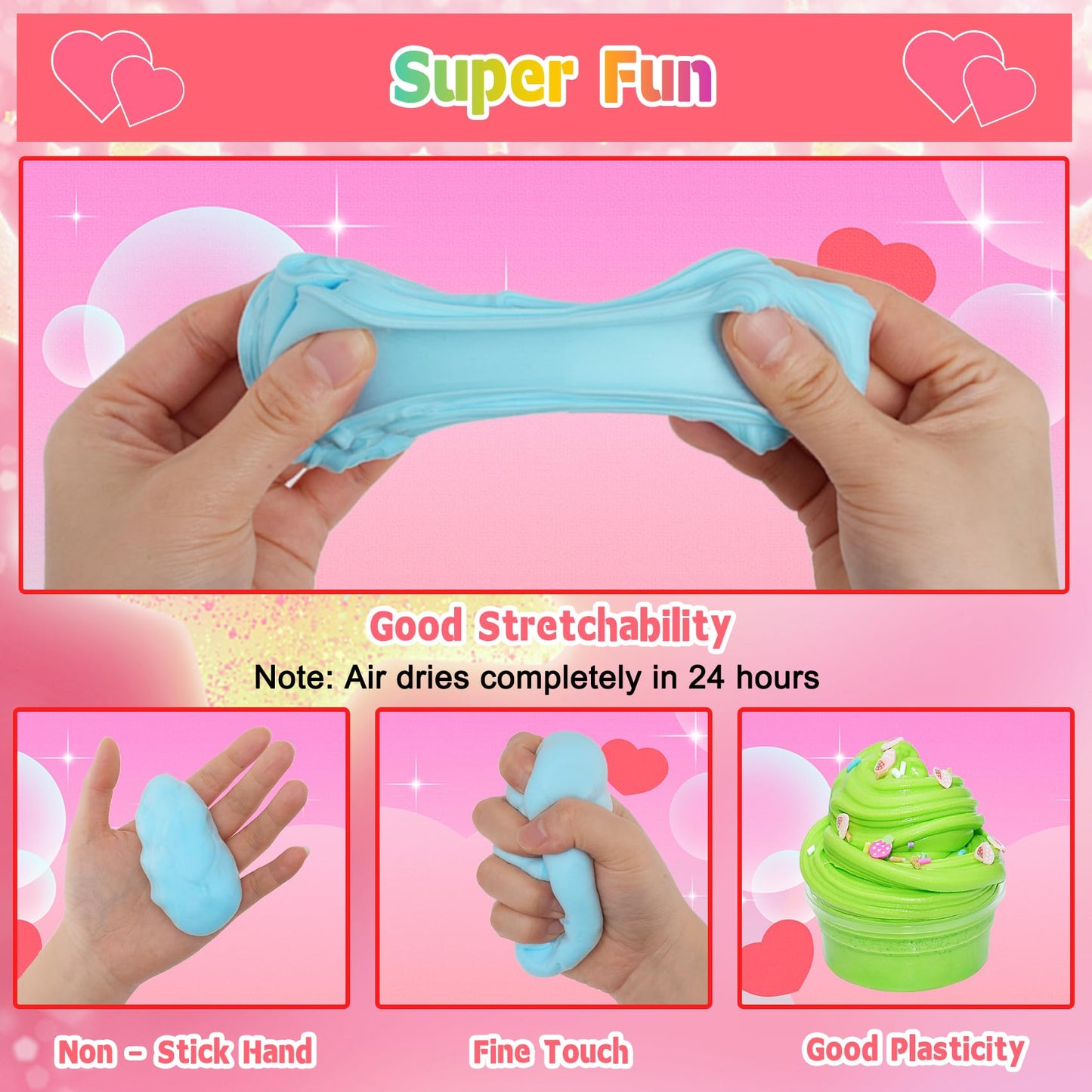 28 Pack Butter Slime Kit Diy Slime Toys For Kids Party Favor Supplies With Love, Lollipop, Candy, Cherry, Donut And Ice Cream,So