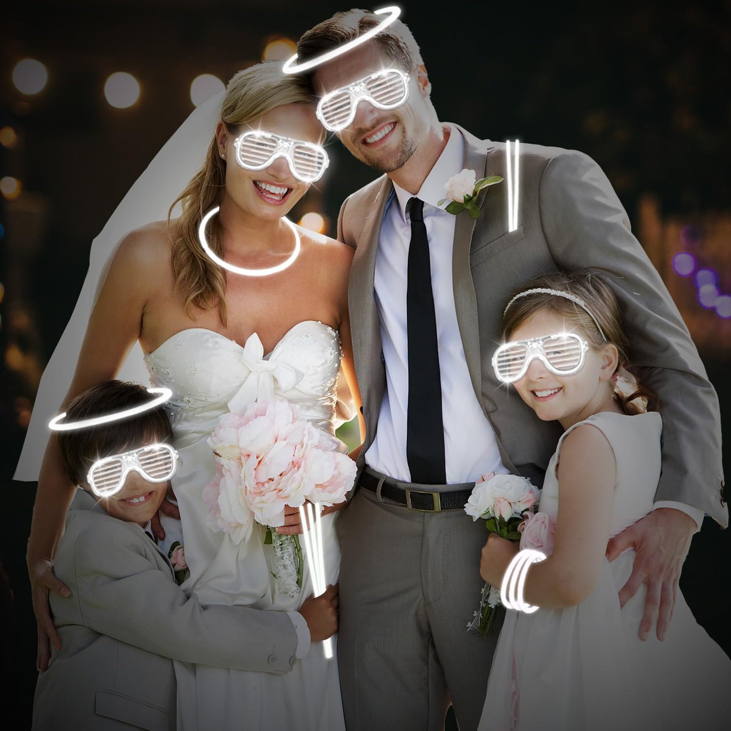 YOFOBU 115 PCS Glow in the Dark Party Supplies,100PCS 8 White Glow Sticks Necklaces Bracelets with Connectors,15Pack White LE