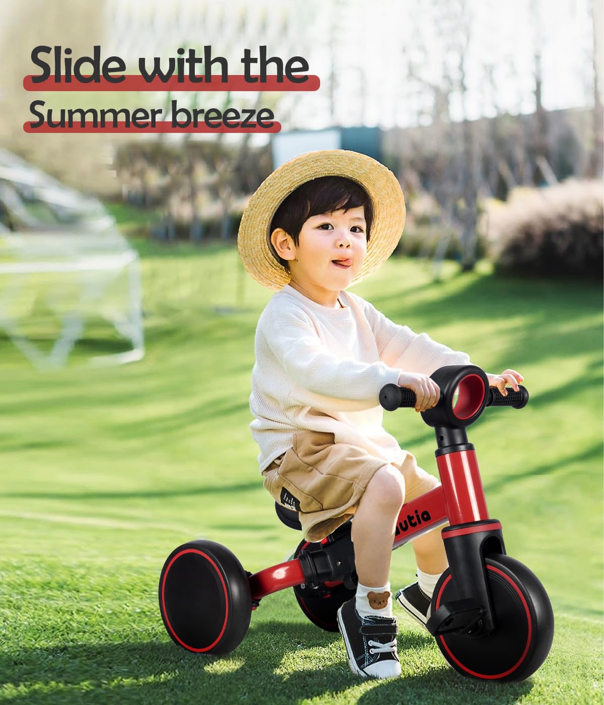 BAUTIA Tricycle for Toddlers 1-3, 4 in 1 Baby Balance Bike 1 2 Year Old Boy Girl Gift, Kids Bicycle Toy with Removable Pedals