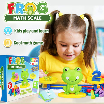 CozyBomB™ Homeschool Kindergarten Balance Board Game - Educational STEM Toy for Kids Ages 3-6, Green, Balancing Numbers with Frog Scale Cards