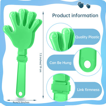 Zcysrlqin 24 Pcs Lime Green Hand Clappers 7.5 Inch Clappers Noisemakers Noise Makers Party Favors Plastic Clapper Sporting Event