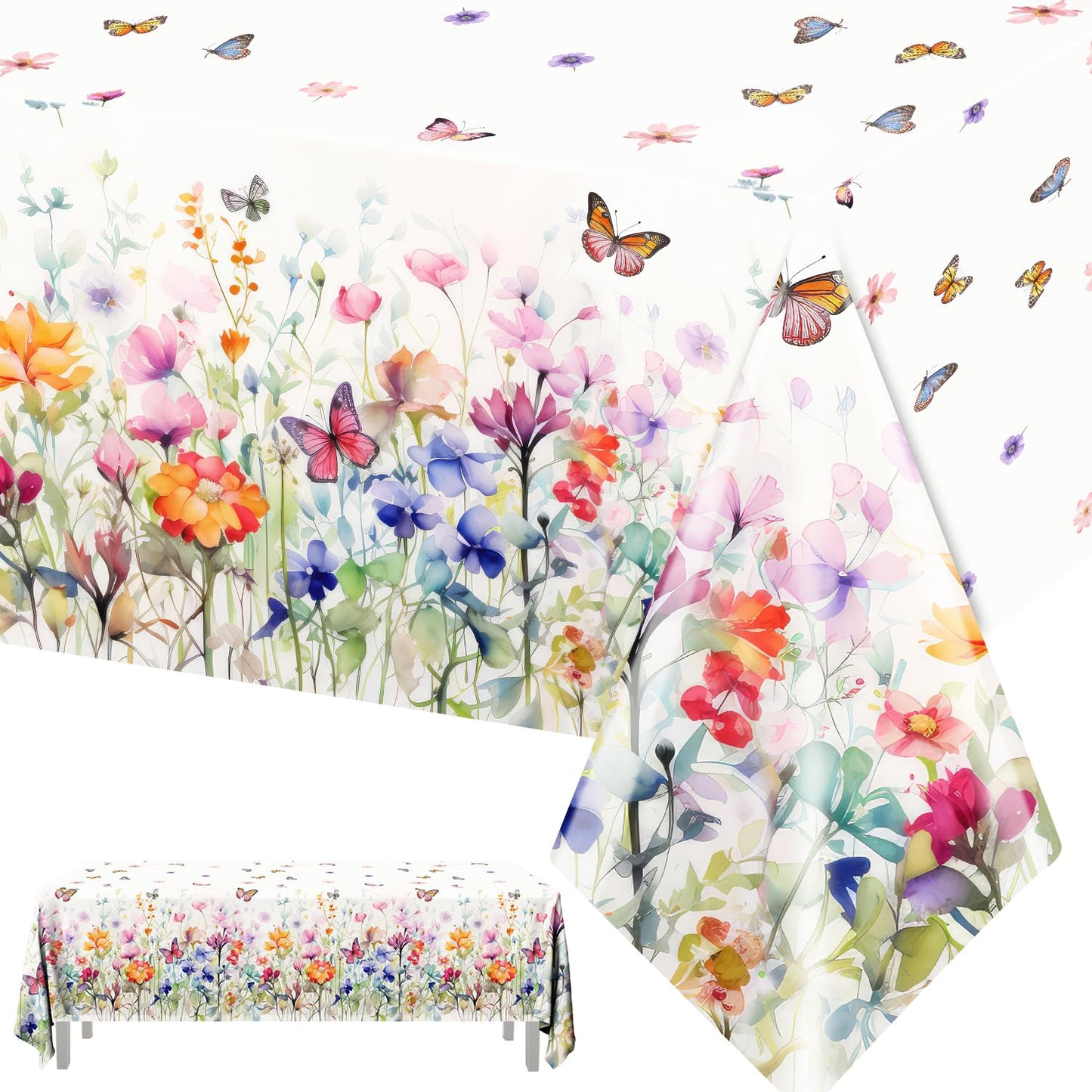 Hakoti Wildflower Baby Shower Decorations - 3Pcs Wildflower Tablecloth Wildflower Baby In Bloom Party Tablecloth Floral Theme Su