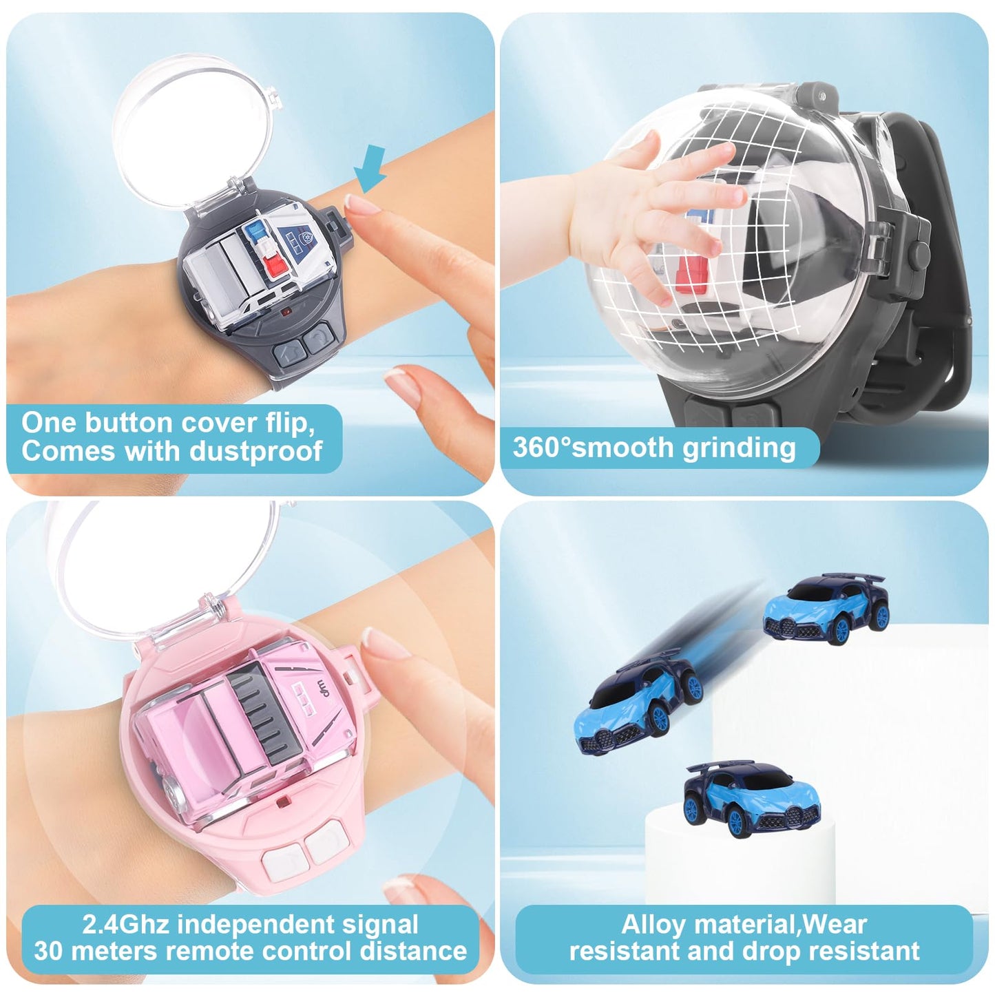 Watch Remote Control Car Toy for Kids,New Mini 2.4 Ghz Racing Game Wrist Cars Easter Toy with LED Light,Watches Remote Control C