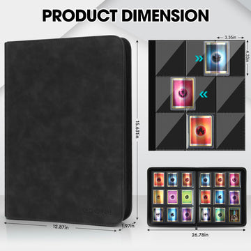 Old Canal Top Loader Binder 9 Pockets Card Binder Holds 252 Top Loaders enhanced Trading Card Collection Holder Top Loader Storage Album for TCG Sports Cards Black (FOR TOP LOADERS ONLY)