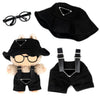 Clothes for Labubu(NO Doll) - Hat & Overalls Set for Labubu for LABUBU 17CM Dolls Handcrafted Crochet Clothes Set enhanced Fashion Cute Outfit for Dress Up Play & Collector Display (Black)
