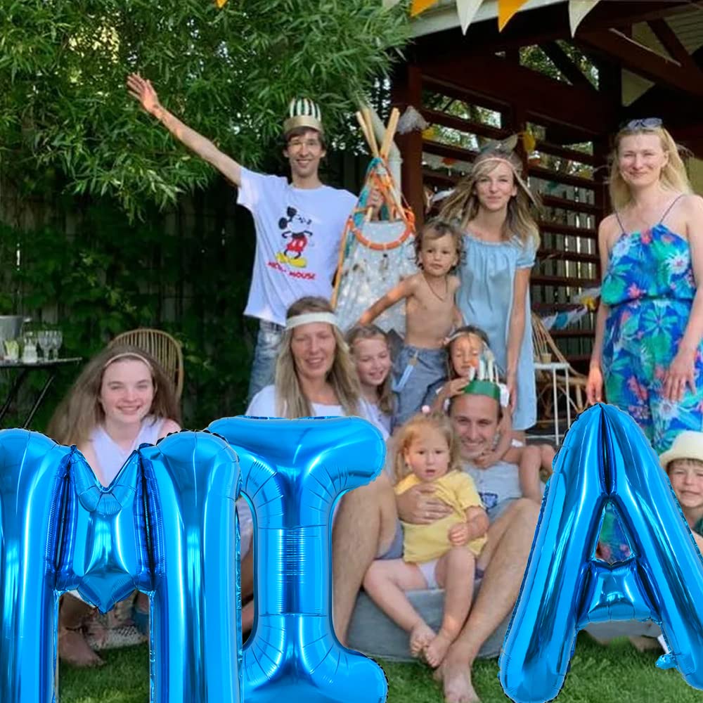 Toniful 40 Inch Large Blue Letter Mballoons Giant Alphabet Letter Balloons,Foil Mylar Big Balloons For Birthday Party Anniversar